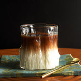 Premium Wood Grain Effect Glass Cup for Coffee, Multipurpose Handcrafted Clear Glass Drinkware, Reusable, Recyclable, Retro Latte, Milk, Tea, Breakfast Beverage Tumbler, High Heat Resistance, Hand Wash Only - Set of 1