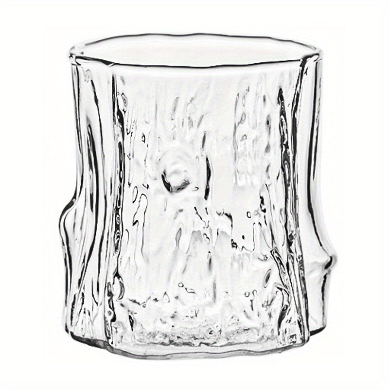 Premium Wood Grain Effect Glass Cup for Coffee, Multipurpose Handcrafted Clear Glass Drinkware, Reusable, Recyclable, Retro Latte, Milk, Tea, Breakfast Beverage Tumbler, High Heat Resistance, Hand Wash Only - Set of 1