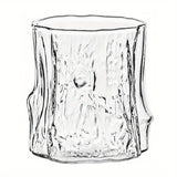 Premium Wood Grain Effect Glass Cup for Coffee, Multipurpose Handcrafted Clear Glass Drinkware, Reusable, Recyclable, Retro Latte, Milk, Tea, Breakfast Beverage Tumbler, High Heat Resistance, Hand Wash Only - Set of 1