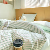 Princess Pink Seersucker Bedding Set INS Stripe Duvet Cover Solid Color Bed Linen Sheet For Girls Single Double Queen Bedclothes