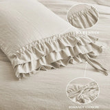 3 Piece Ruffled Duvet Cover Set Queen,Farmhouse Ruffle Comforter Set,Cozy Bedding Set - 1 Ruffle Comforter and 2 Pillowcases
