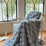 Luxury faux fur Blanket home bed linen Bubble Fleece Knee blanket bed Plaid plush sofa blankets for winter Bedspread on the bed