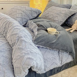 Tafuru Milk Fleece Single Quilt Set Autumn/winter Thickened Warm Solid Color Duvet Cover 200x230 220x240 Bedding for Double Use