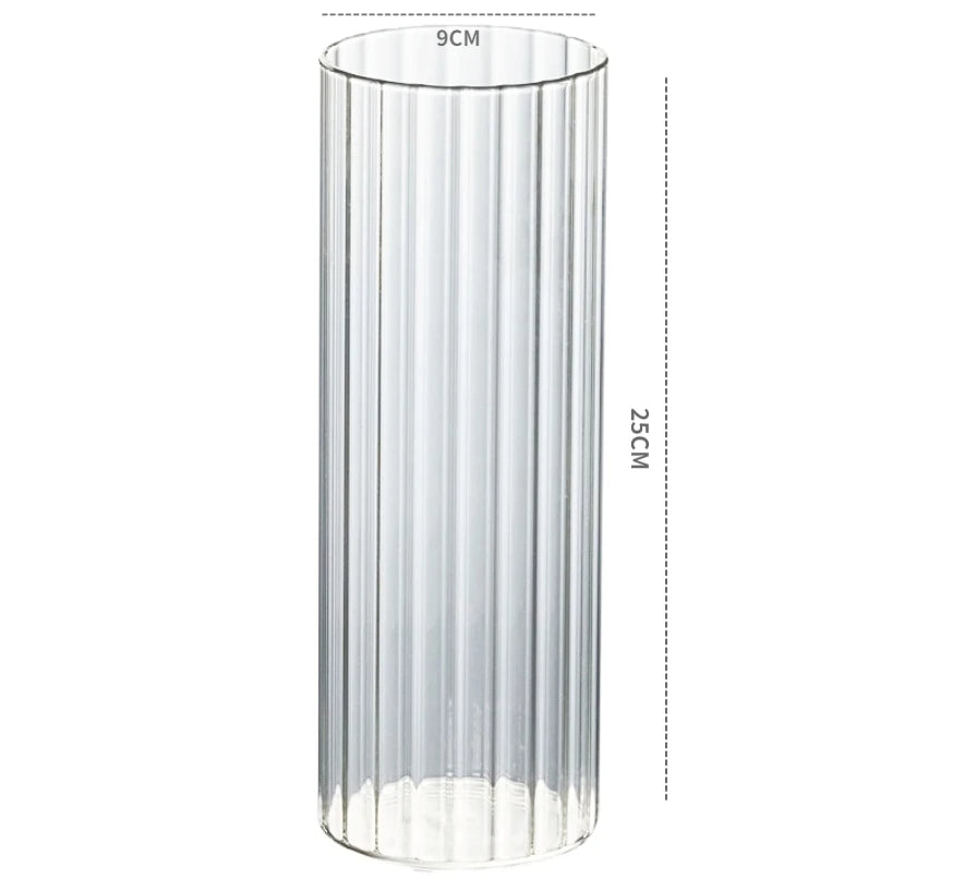 Ribbed Cylinder Glass Candle Holder Home Decor  Pillar Candles Glass Vase Floating Candle Wedding Ornaments Tealight Candlestick