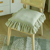 Cream Cotton Ruffles Chair Cushion Cover Flouncing Dinning Chair Pat Decor Customizable Princess Frill Cotton Home Decoration