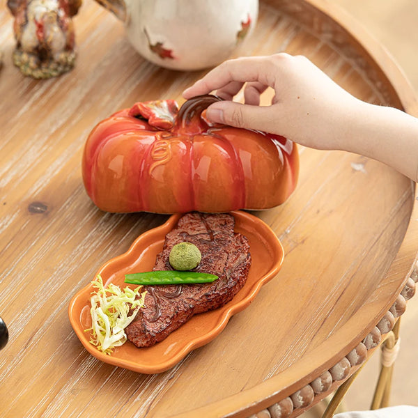 Petit plateau en métal émaillé  arushi pumpkin