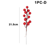10/1Pcs Artificial Red Berries Christmas Holly Berry Branches Xmas Tree Ornaments Fake Plants For Home Navidad Party Decoration
