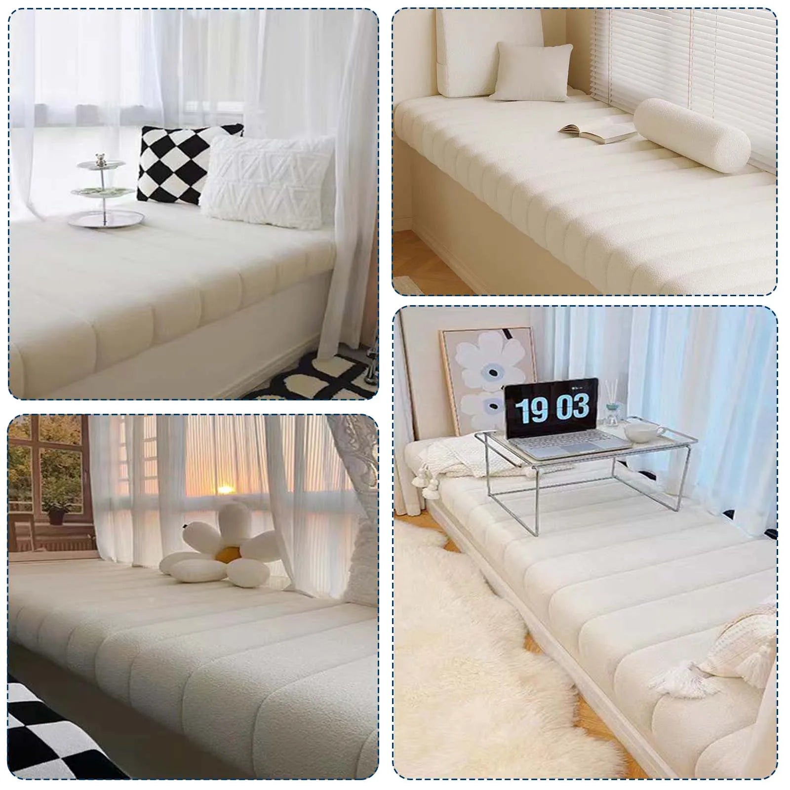 Custom Thick Bench Cushions Teddy Velvet Cushions Indoor Non Slip Seat Cushions Sofa Balcony Sofas Seat Pads Bay Window Cushions