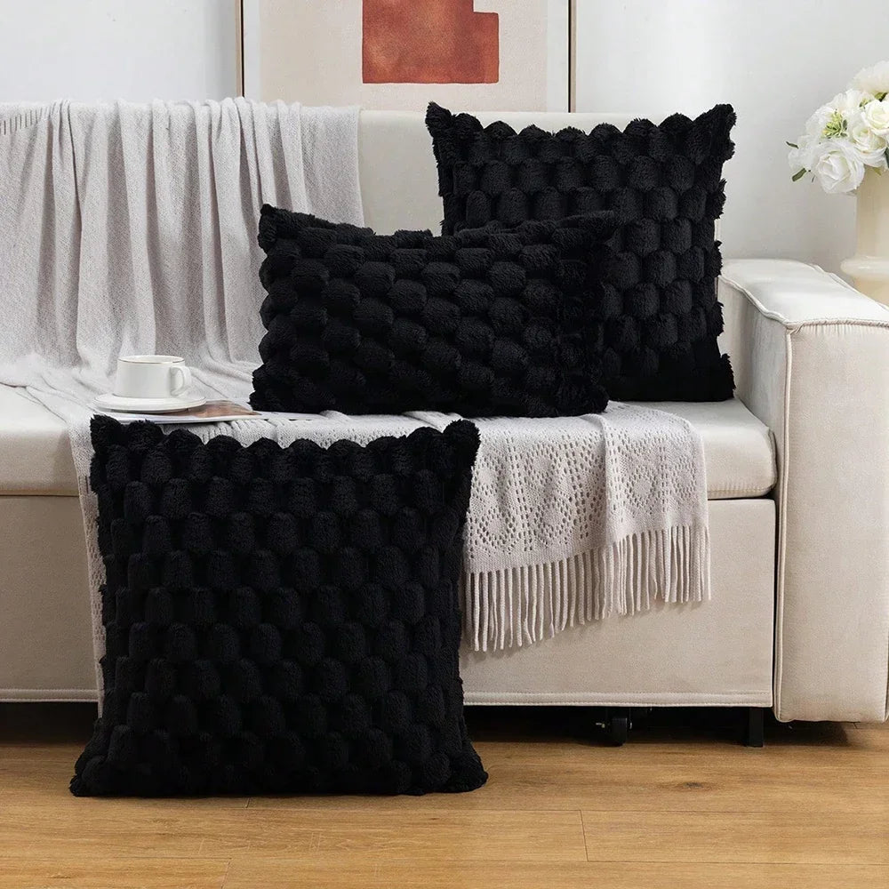 Red Pineapple Grid Turtle Pattern 3D Soft Plush Throw Pillowcase,Cushion Cover for Living Room Sofa Bedroom Home Room Decor 45CM