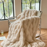 Luxury faux fur Blanket home bed linen Bubble Fleece Knee blanket bed Plaid plush sofa blankets for winter Bedspread on the bed
