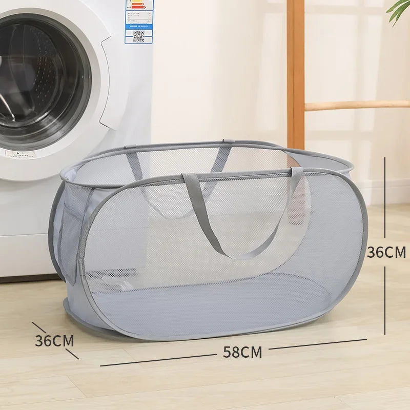 Foldable Laundry Basket Mesh Cloth Breathable Laundrys Hamper Large Capacity Storage Baskets Home Accessories