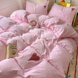 washed Cotton Bedding Set with Pillowcase bed sheet Single Full Size Bed Linen Duvet Cover Set Queen/King Double Comforter Cover