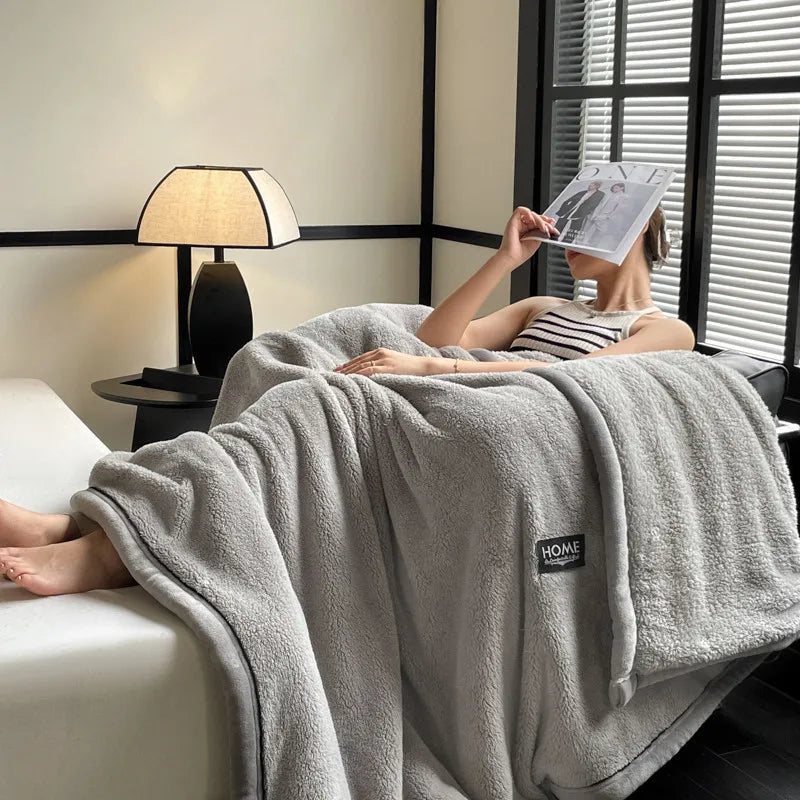 Plush Warm Winter Throw Blanket A Grade Coral Fleece Flannel Soft Thick Blankets for Sofa Single Double Couple Furry Sofa Cover