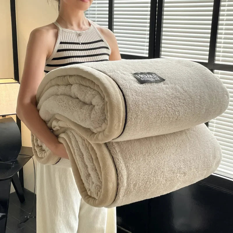Plush Warm Winter Throw Blanket A Grade Coral Fleece Flannel Soft Thick Blankets for Sofa Single Double Couple Furry Sofa Cover