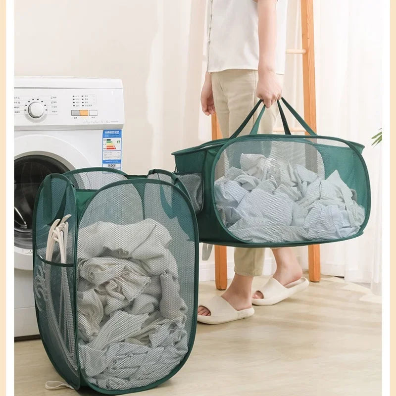 Foldable Laundry Basket Mesh Cloth Breathable Laundrys Hamper Large Capacity Storage Baskets Home Accessories