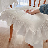 Cream Cotton Ruffles Chair Cushion Cover Flouncing Dinning Chair Pat Decor Customizable Princess Frill Cotton Home Decoration
