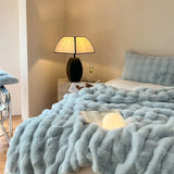 Luxury faux fur Blanket home bed linen Bubble Fleece Knee blanket bed Plaid plush sofa blankets for winter Bedspread on the bed