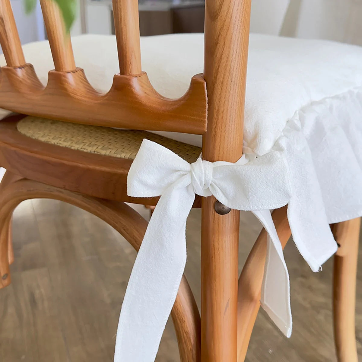 Cream Cotton Ruffles Chair Cushion Cover Flouncing Dinning Chair Pat Decor Customizable Princess Frill Cotton Home Decoration