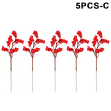 10/1Pcs Artificial Red Berries Christmas Holly Berry Branches Xmas Tree Ornaments Fake Plants For Home Navidad Party Decoration