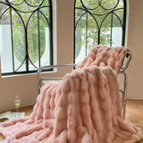 Luxury faux fur Blanket home bed linen Bubble Fleece Knee blanket bed Plaid plush sofa blankets for winter Bedspread on the bed