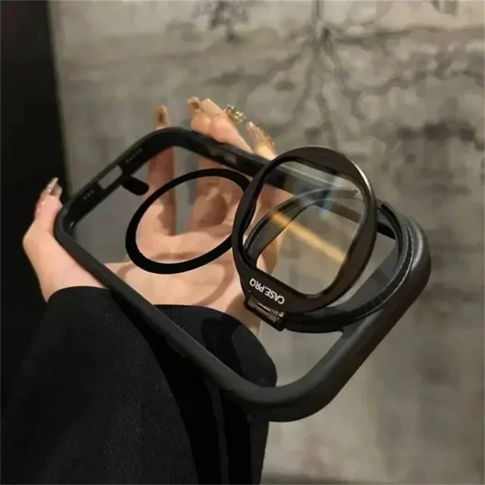 Camera Lens Protection Flip Bracket Stand For Magsafe Magnetic Case for iPhone 15 11 12 13 14 16 Pro Max Plus Transparent Cover