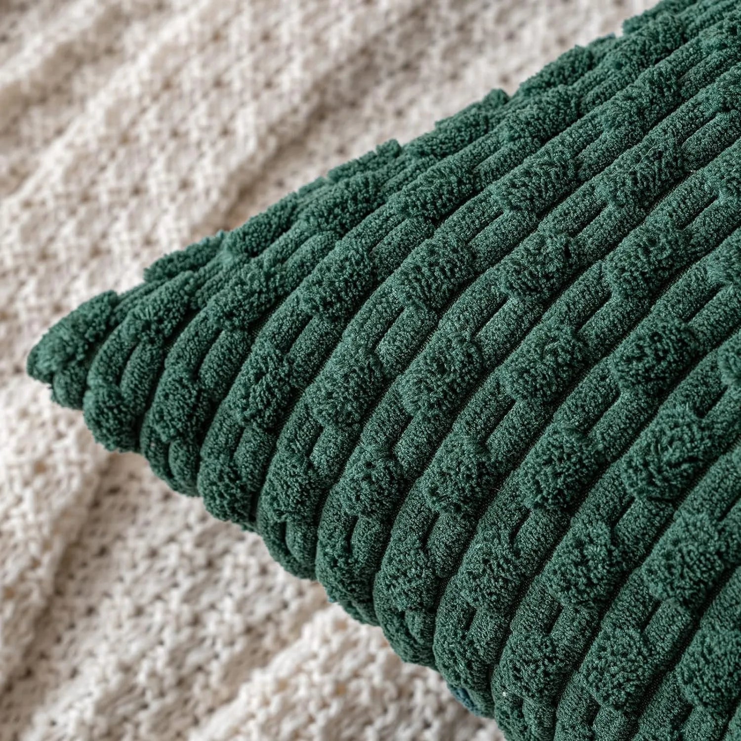 Dark Green Throw Pillow Covers 16x16 Inch Decorative Couch Cushion Cover Soft Corduroy Boho Home Decor for Bed Sofa Living Room