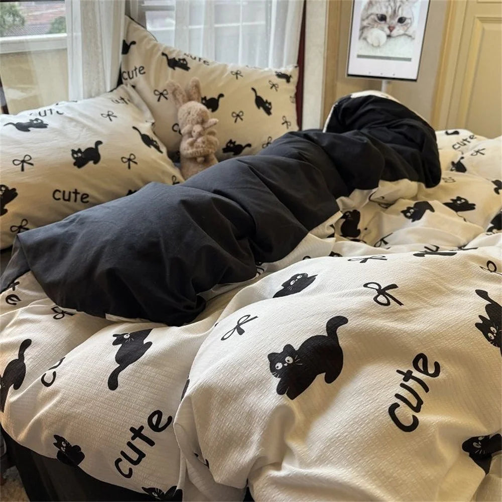 Ins Style Embroidered Flower Bedding Sheet Nordic Duvet Cover Set Home Luxury No Filling Bedding Set Comfortable Bedspread
