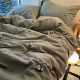 Ins Style Embroidered Flower Bedding Sheet Nordic Duvet Cover Set Home Luxury No Filling Bedding Set Comfortable Bedspread