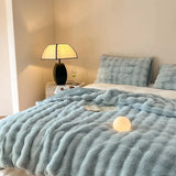 Luxury faux fur Blanket home bed linen Bubble Fleece Knee blanket bed Plaid plush sofa blankets for winter Bedspread on the bed