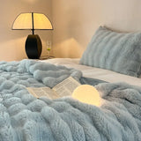 Luxury faux fur Blanket home bed linen Bubble Fleece Knee blanket bed Plaid plush sofa blankets for winter Bedspread on the bed
