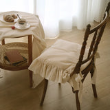 Cream Cotton Ruffles Chair Cushion Cover Flouncing Dinning Chair Pat Decor Customizable Princess Frill Cotton Home Decoration