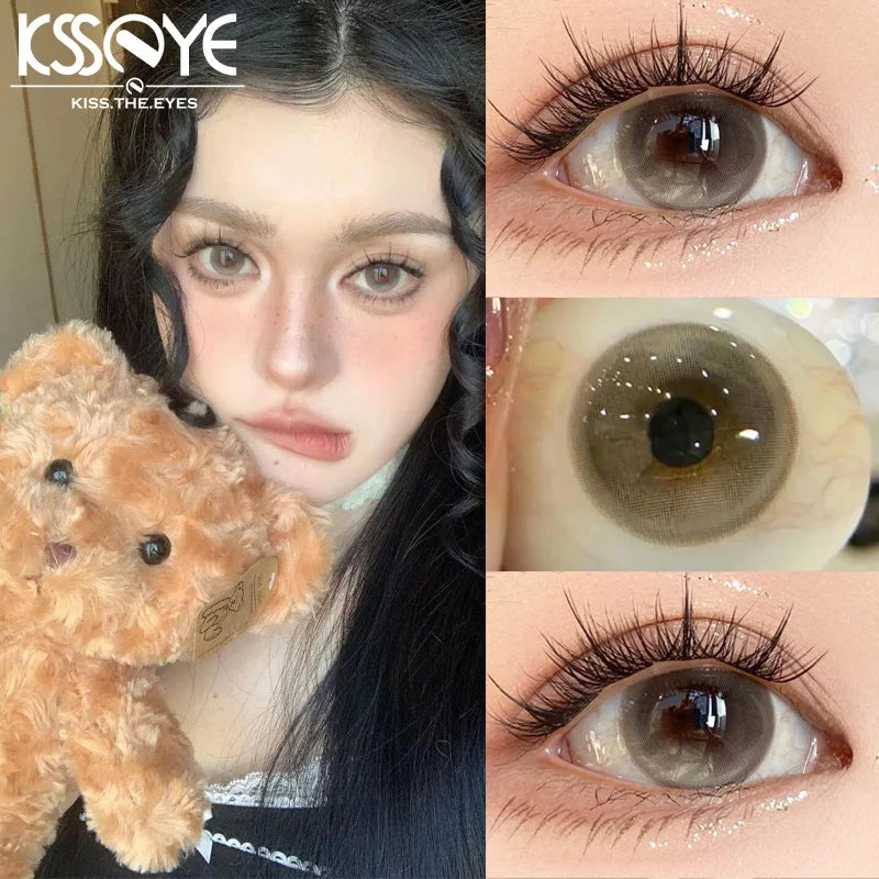 1 Pair New Korean Lenses Colored Contact Lenses With Degree Myopia Lenses Soft Beautiful Pupil Brown Contact Make Up