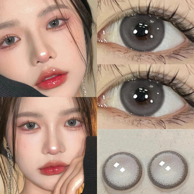 1Pair New Natural Eye Color Contact Lenses with Prescription Grey Lens Myopia Degree Soft Beautiful Pupil Fast Shipping