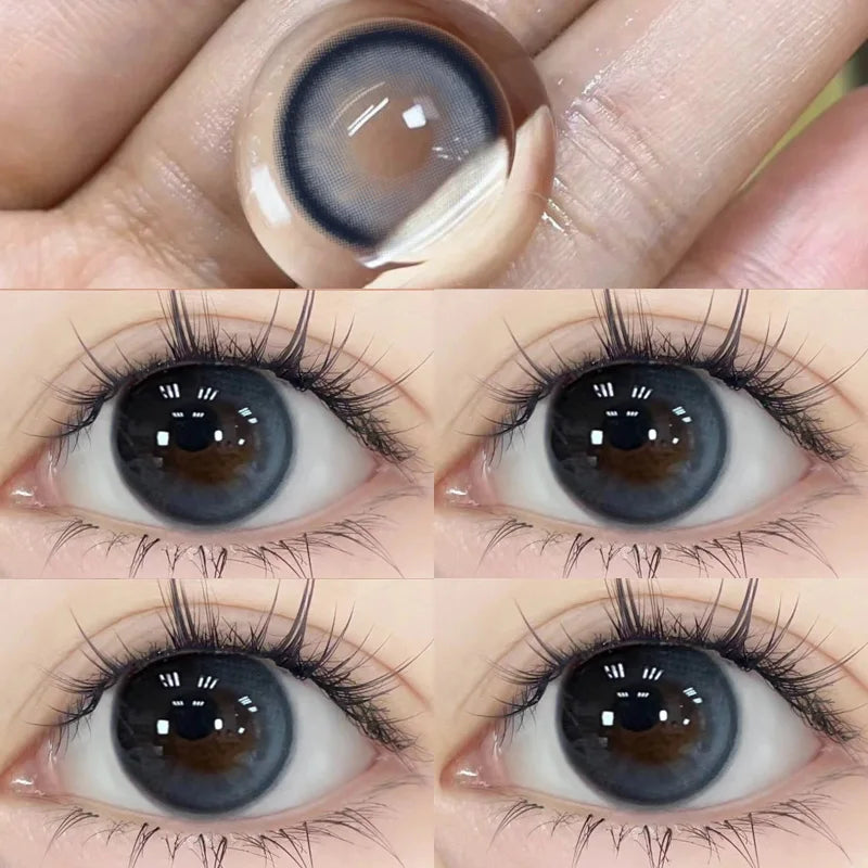 1Pair Color Contact Lens Black Pupils High Quality Myopic  BrownEyes - 1 to- 8 Diopter Contact Lenses 1 Year Fast Shipping