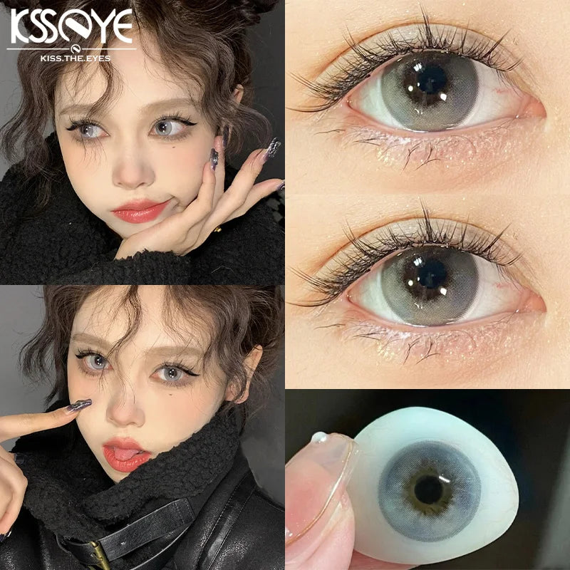 1Pair New Natural Eye Color Contact Lenses with Prescription Grey Lens Myopia Degree Soft Beautiful Pupil Fast Shipping