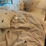 Ins Style Embroidered Flower Bedding Sheet Nordic Duvet Cover Set Home Luxury No Filling Bedding Set Comfortable Bedspread