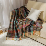 Textile City Ins Ethnic Style Woven Sofa Blanket Wavy Tassel Casual Shawl Throw Blanket Room Decor Acrylic Shawl 127x172cm