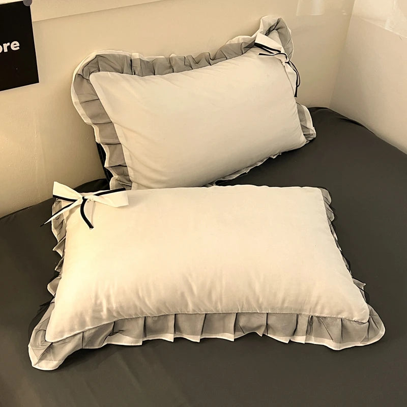 Bowknot Bedclothes Lace Style Bed Sheets Set Skin-friendly Bedding ropa de cama Single/Double/Queen/King Size Bed Linen Set