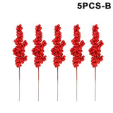 10/1Pcs Artificial Red Berries Christmas Holly Berry Branches Xmas Tree Ornaments Fake Plants For Home Navidad Party Decoration