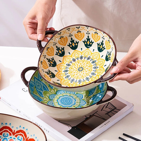 Salad Bowl Ceramic Tableware Kitchen Dining Rice Fruit Salad Noodle Soup Bowls 90355 main image 0
