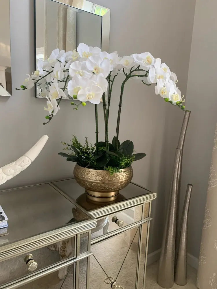 1 Set High Grade Orchids Arrangement Latex Silicon Real Touch Big Size Luxury Table Flower Home Hotel Decor  No Vase