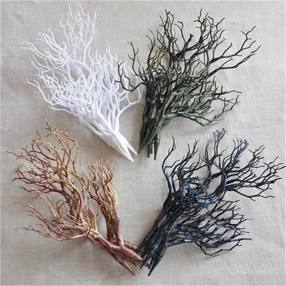 4pcs Artificial Plastic Dried Antlers Tree Branches Plant Twigs Dark Witch DIY Headband Accessories Wedding Party Xmas Decor
