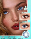 1 Pair Colored Contact Lenses for Eyes Myopia Lenses Gray Lenses Blue Lenses with Diopters Prescription Lenses