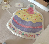 Ins Style Cute Cake Pattern Area Rug Faux Cashmere Soft Bedroom Bedside Mat Kawaii Room Decor Small Floor Carpet Non-slip