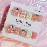 10pcs Festive Red Oval Short Press-On Nails with Cute Tomato Design Glossy Finish Holiday Nail Art Set for Women and Girls Wear