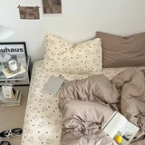 ins Nordic style floral bed sheet four-piece set quilt cover universal for four seasons single dormitory three-piece bedding