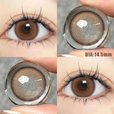 Colored Contact Lens Nature Brown 2 Pcs Year New Lenses with Myopia Degree Grade 0.00- 8.00 Soft Lens