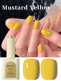 1pc 15ml Mustard Yellow Gel Nail Polish Starter Pure Soak Off No Wipe Nail Gel Polish Suitable For All Seasons