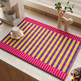Dopamine Striped Diatomite Dish Drying Mat Super Absorbent Kitchen Countertop Drainer Pad Anti-Slip Coffee Bar Placemat Rug