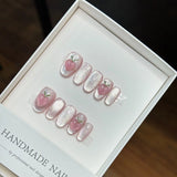 10pcs Festive Red Oval Short Press-On Nails with Cute Tomato Design Glossy Finish Holiday Nail Art Set for Women and Girls Wear